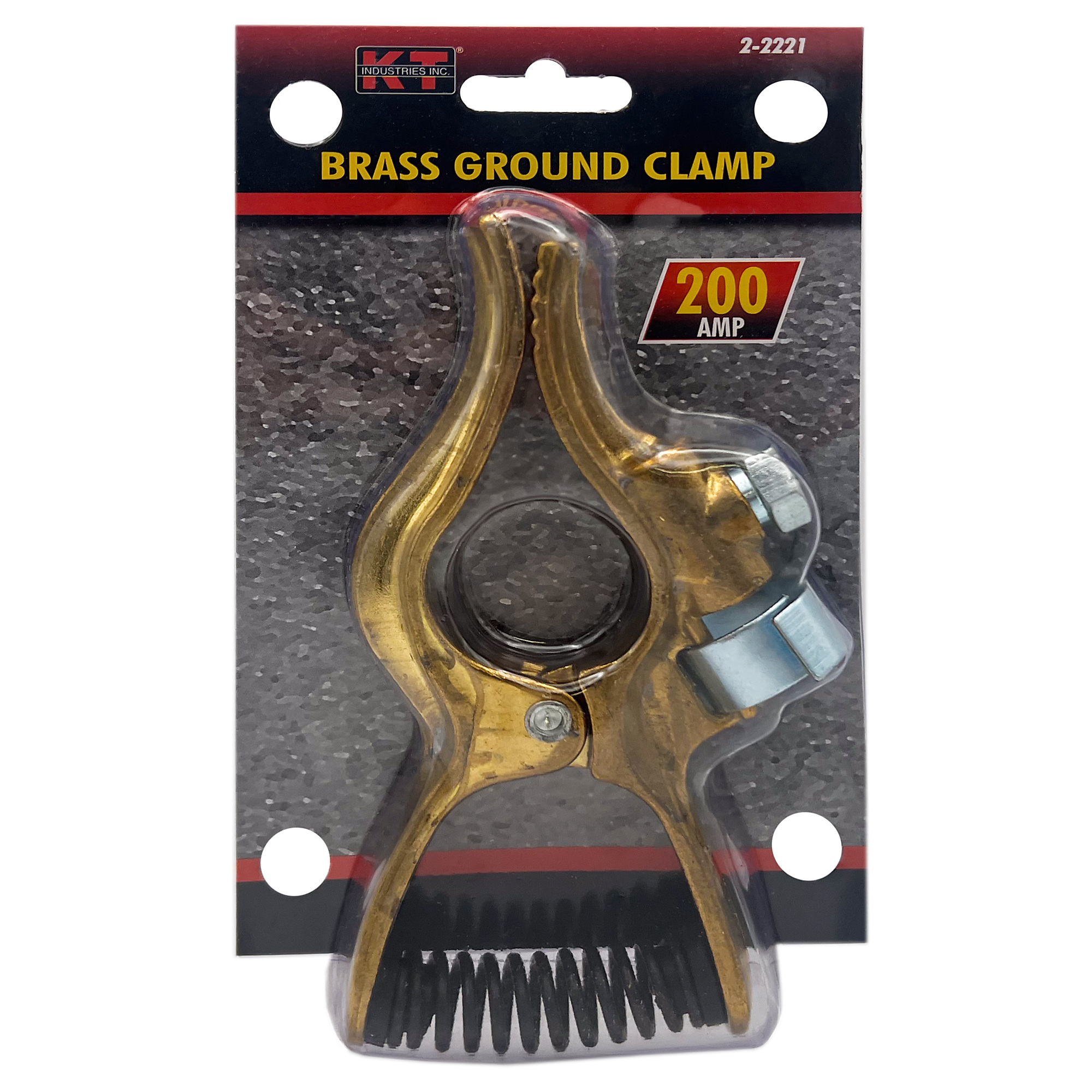 K-T Industries Brass Ground Clamp — 200 Amps, Heavy Spring Handle, Model# 2-2221